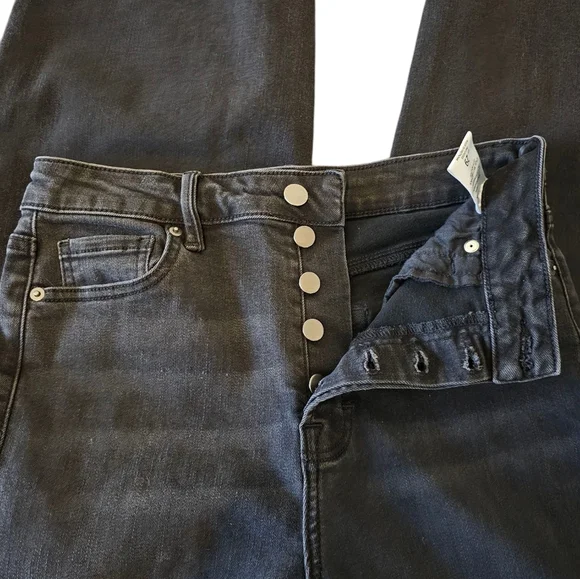 Bohme Wide Leg Raw Hem Black Jeans 29 - Picture 7 of 9